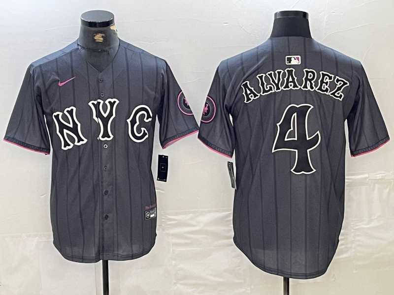 Men%27s New York Mets #4 Francisco Alvarez Gray 2024 City Connect Cool Base Stitched Jersey